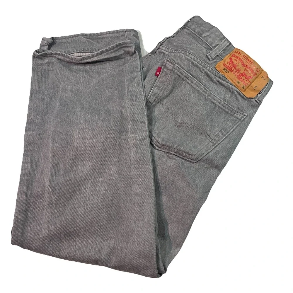 Levi's 501 Jeans Men's Dark Gray Denim Pockets Classic Straight Button Fly 40X30